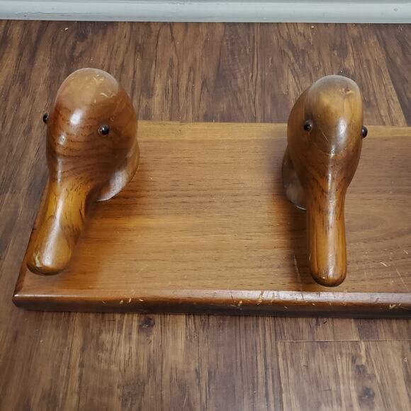 Vintage EdgeComb Solid Wood Carved 4 Mallard Ducks Head-Shaped Hat & Coat Rack - Picture 5 of 11